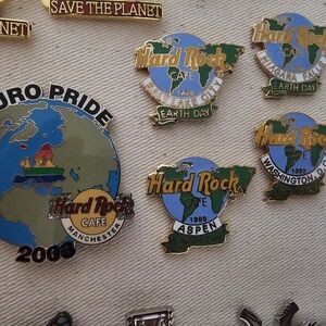 Hard Rock Cafe Gold and Green Earth Day Pins